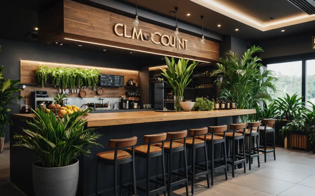kişisel gelişim alanı A modern interior space featuring comfortable seating and soft ambient lighting, with plants adding greenery to the room, creating a welcoming environment for relaxation and personal growth activities without any visible text or signage.