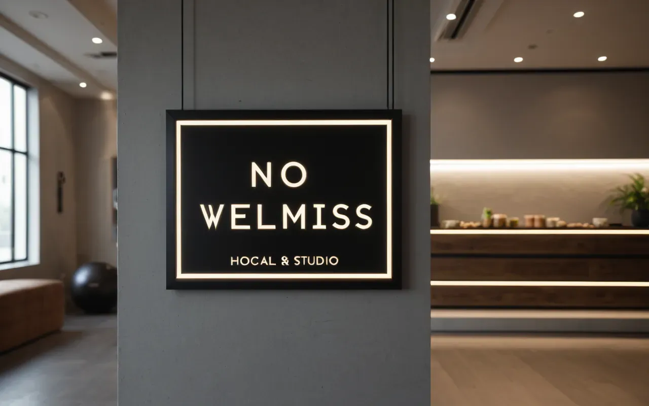 wellness stüdyo Interior of a modern wellness studio with neutral tones, soft ambient lighting, and minimal decor, creating a peaceful and inviting space for relaxation and introspection